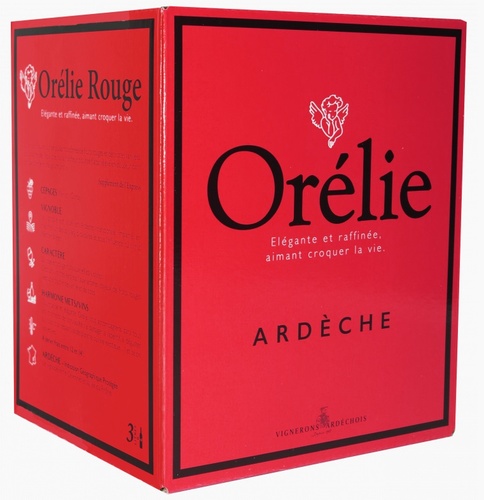 BIB 3 L IGP ARDECHE ROUGE LE CUBE ORELIE MERLOT/GAMAY