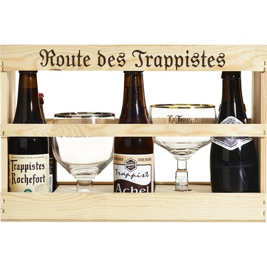 Coffret Route Des Trappistes Coffret Bois 6 Bts + 2 Verres